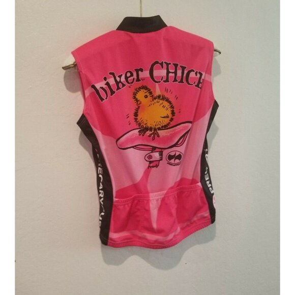 World Jerseys Women's Large Pink Full-Zip Sleeveless Cycling Jersey Biker Chick - Picture 2 of 8
